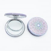 Nazar Boncuklu Mor Yuvarlak Cep Aynası - 1