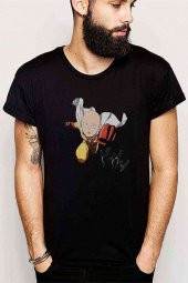 Anime One Punch Man Baskılı Siyah Erkek Tshirt - 1