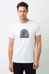Motorcycle Label Design With Baskılı Beyaz Erkek Tshirt - 1