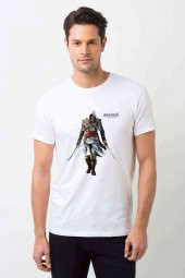 Assassins Creed IV Black Flag Baskılı Beyaz Erkek Tshirt - 1