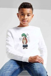 Anime Oppi Baskılı Unisex Çocuk Beyaz Sweatshirt - 1