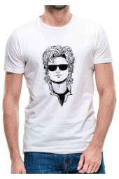 Stranger Things Steve Baskılı Beyaz Erkek Tshirt - 1
