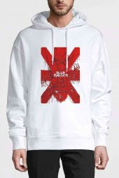 Iron Maiden X Metal Rock Muzik Baskılı Beyaz Erkek Kapşonlu Sweatshirt - 1