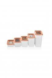 VİP AHMET Kare Saklama Kabı Beyaz Bakır 5li 1700 Ml1200 Ml900 Ml700 Ml250 Ml - 2