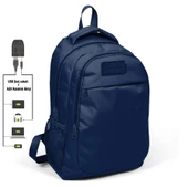 Coral High Lacivert İlk ve Ortaokul Sırt Çantası - USB ve AUX Çıkışlı - Erkek - 1