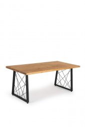 160x80 Doğal Ladin Ahşap Kütük Ağaç Masa Tel Detay Eğik U Ayak - 1