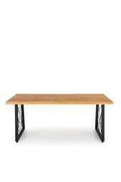 160x80 Doğal Ladin Ahşap Kütük Ağaç Masa Tel Detay Eğik U Ayak - 2