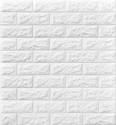 Renkli Duvarlar Kendinden Yapışkanlı 3D Tuğla Duvar Paneli Beyaz 77*70 CM 0,53M2 - 2