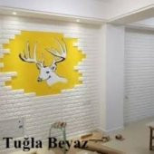 Renkli Duvarlar Kendinden Yapışkanlı 3D Tuğla Duvar Paneli Beyaz 77*70 CM 0,53M2 - 10
