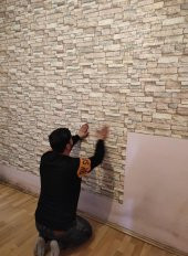 Renkli Duvarlar NW46 Taş Desen Kendinden Yapışkanlı Esnek Duvar Kağıdı Paneli thumbnail 1