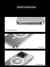 iPhone 13 Pro Max Magsafe Kablosuz Şarj Destekli Manyetik Şeffaf Koruyucu Kılıf thumbnail 6
