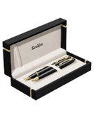 Scrikss 35 Siyah Altın Dolma Kalem ve Tükenmez Kalem Seti - 1