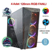 Nif Bilişim 4 Adet RGB Işıklı Fanlı Oyuncu Gamer Bilgisayar Kasası Temper Camlı PSU Hariç thumbnail 1