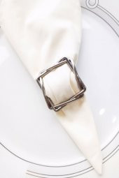 6 Adet Silver Square Metal Peçete Halkası - 1