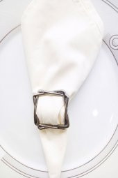 6 Adet Silver Square Metal Peçete Halkası - 3