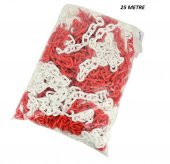PLASTİK ZİNCİR KIRMIZI BEYAZ KALIN 8 MM (1 ADET=25 METRE) - 1