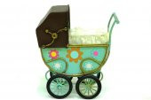 Dekoratif Metal Bebek Arabası Biblo Vintage Hediyelik thumbnail 2