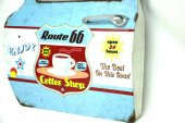 Dekoratif Route 66 CoffeeTemalı Mavi Araba Kapısı Ayna - 2
