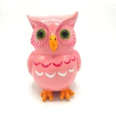 Polyester Kumbara Baykuş Pembe thumbnail 1