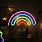 Neon Işıklı Gökkuşağı Masa Gece Lambası Dekoratif Hediyelik - 1