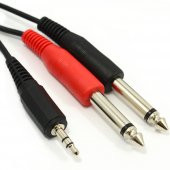 3.5 mm Stereo to 2x6.3 mm Mono Kablo 3 metre - 1