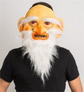Parti Uzun Ak Sakallı Gulyabani Halloween Maskesi Küçük Boy - 1