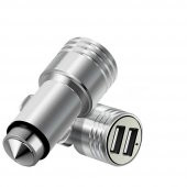 Çift USB Araç Şarj Cihazı Metal Yüksek Kalite thumbnail 2