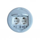 Ne-Ad Masa Üstü Priz Kutusu Gömme Tip Gri + 2 Ad. Priz+1 Ad. USB Geçiş - 1