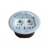 Ne-Ad Masa Üstü Priz Kutusu Gömme Tip Gri + 2 Ad. Priz+1 Ad. USB Geçiş - 2