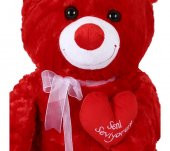 Yumoş Ayı 47 cm Kırmızı Kalpli Pelüş Ayı Sevgiliye Hediye - 2