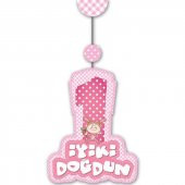 Parti Pembe Renk Asmalı İyiki Doğdun Yazılı 1 Yaş Kız 3lü Süs Set thumbnail 1