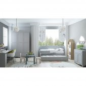 Babyhope Victory 873-80 Bebek Odası Şifonyer Gri Bebek Dolabı - 5