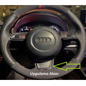 Audi S Line Logo Beyaz Karbon Desen Damla Epoksi Direksiyon Logo Amblem - 4