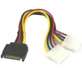 Dişi Sata Power to 2 Molex IDE Power Kablo 6 18AWG 15 Cm erkek sa - 1