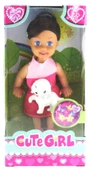 Cute Girl Köpek Figürlü Kumral Mini Bebek - 1