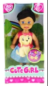 Cute Girl Sarı Köpekli ve Kumral Mini Bebek - 1