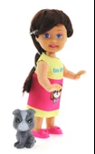 Cute Girl Gri Köpekli ve Kumral Mini Bebek - 4