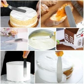 Paslanmaz Çelik Pasta Kek Spatulası Kazıyıcı 3 Lü Set B079 - 2