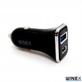 Winex UsbA PD18W Çift Çıkışlı 36W Araç Şarj Aleti Siyah W002 - 2