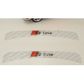 Audi A2 S Line Logo Beyaz Karbon Desen Damla Epoksi Ayna Çamurluk Logo Amblem Seti - 3