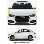 Audi A2 S Line Logo Beyaz Karbon Desen Damla Epoksi Ayna Çamurluk Logo Amblem Seti - 4
