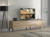 Woodn Love Vega Premium 200 Cm Geniş Dolaplı Metal Ayaklı Tv Ünitesi - Atlantik Çam / Siyah - 3