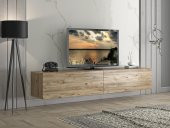 Woodn Love Vega Premium 200 Cm Geniş Dolaplı Metal Ayaklı Tv Ünitesi - Atlantik Çam / Siyah - 4