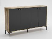 Woodn Love Hestia 4 Kapaklı Metal Ayaklı 160 Cm Çok Amaçlı Dolap Konsol - Atlantik Çam - Siyah / Siyah - 2