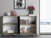 Woodn Love Hestia 4 Kapaklı Metal Ayaklı 160 Cm Çok Amaçlı Dolap Konsol - Atlantik Çam - Siyah / Siyah - 6