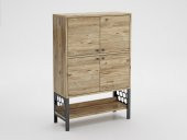 Woodn Love Lina Desenli Metal Ayaklı Dolaplı Vitrin - Konsol - Atlantik Çam / Siyah - 2