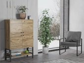 Woodn Love Lina Desenli Metal Ayaklı Dolaplı Vitrin - Konsol - Atlantik Çam / Siyah - 3