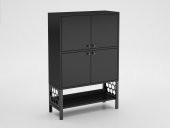 Woodn Love Lina Premium Desenli Metal Ayaklı Dolaplı Vitrin - Konsol - Siyah / Siyah - 2