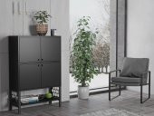 Woodn Love Lina Premium Desenli Metal Ayaklı Dolaplı Vitrin - Konsol - Siyah / Siyah - 3