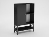 Woodn Love Lara Premium Desenli Metal Ayaklı Dolaplı Vitrin - Konsol - Siyah / Siyah - 2